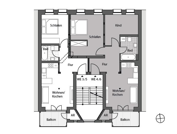 Bsp. Wohnungen im ersten und zweiten Obergeschoss